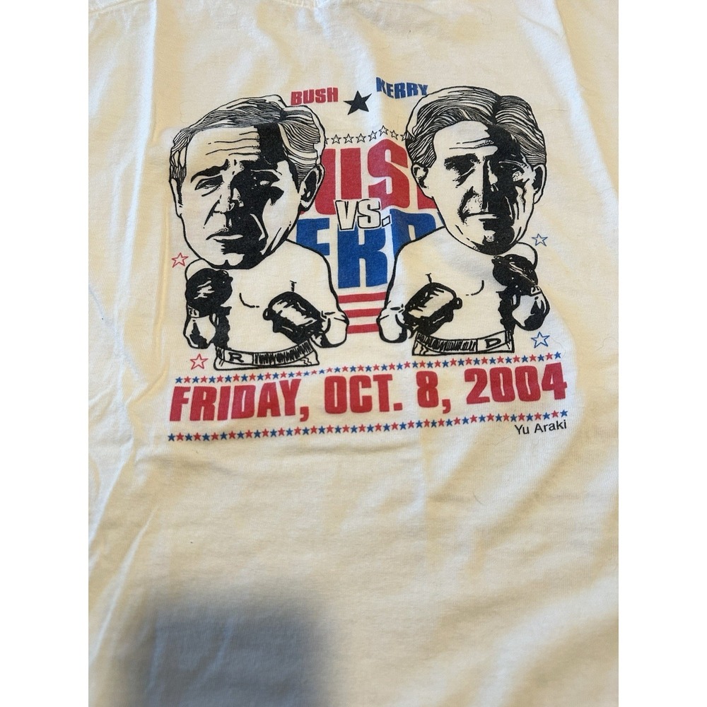 Vintage Bush VS Kerry Boxing 2004 T-Shirt White Size L RARE Political - Picture 2 of 8